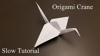 Origami Crane  How to Make the origami Crane  Slow Tutorial [upl. by Birk]