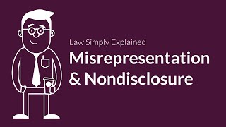 Misrepresentation and Nondisclosure  Contracts  Defenses amp Excuses [upl. by Idolah]