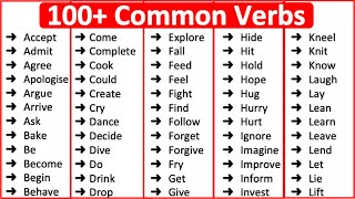 100 Common Verbs in English 📚  Parts of speech [upl. by Yuille]