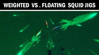 How Squid React To Weighted vs Floating Jigs Underwater Squid Fishing [upl. by Ugo]