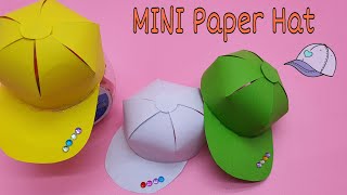 Origami diy papercraft miniature hat mini hat paper tutorial cute mini cap easy paper cap [upl. by Nevarc]