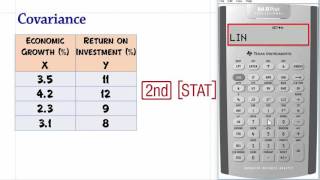 Covariance using the BA II PLUS Calculator [upl. by Lothar521]