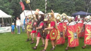 Roman Reenactment at the Amphitheatre in Caerleon Marching In [upl. by Keil14]