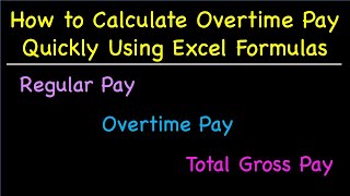 How to Calculate Overtime Pay Quickly Using Excel Formulas [upl. by Greenfield]