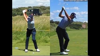 Justin Thomas golf swing  Long Iron faceon amp downtheline July 2017 [upl. by Herstein402]