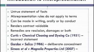 Misrepresentation Lecture 1 of 4 [upl. by Tahpos]